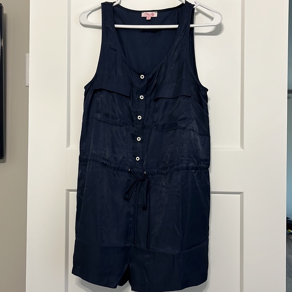 Set it Straight Utility Romper in Navy